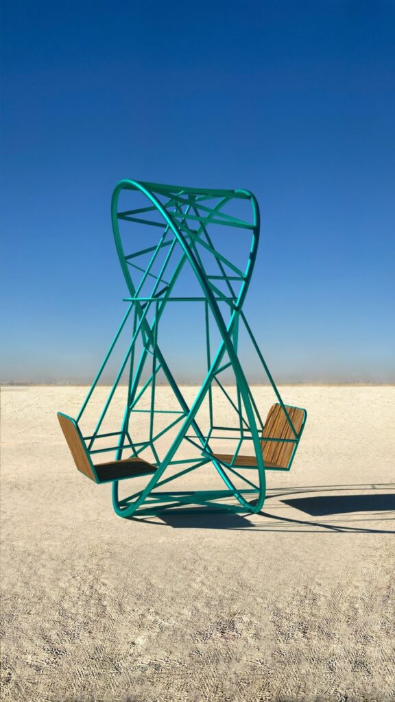 The Infiniswing sculpture — an infinity-shaped swing structure